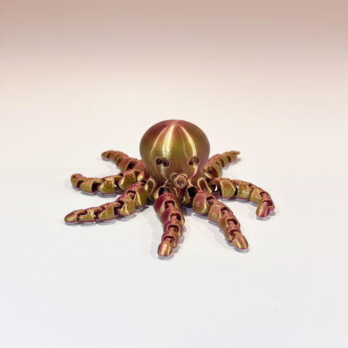 Articulated Octopus — iridescent gold-magenta 3D-printed octopus