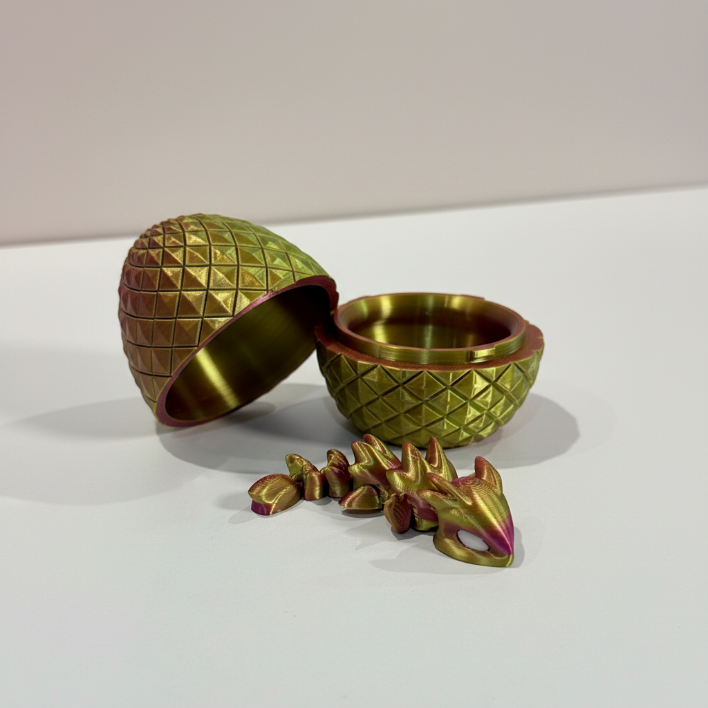 Dragon & Egg Bundle — gold-pink egg split open with matching baby dragon