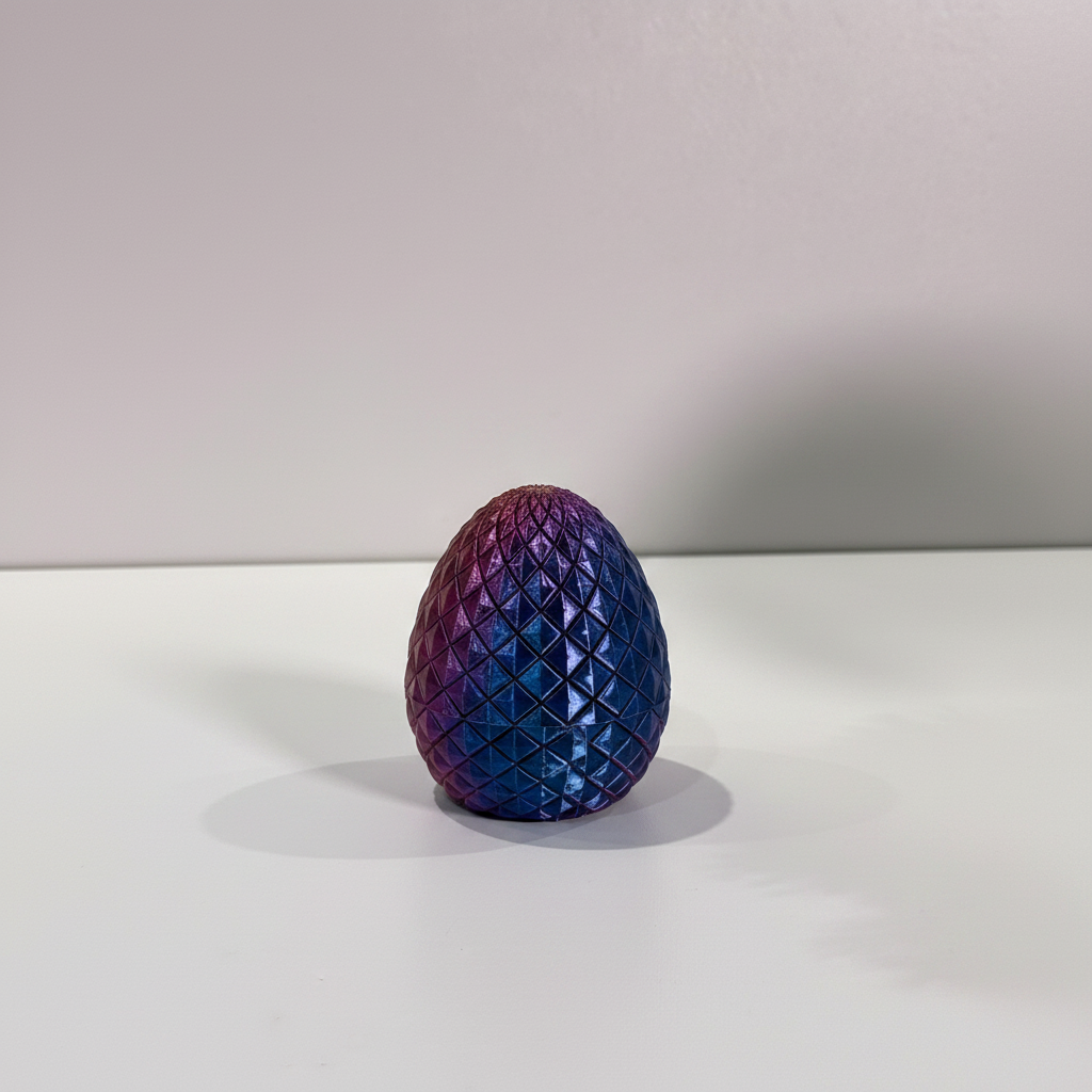 Easter Dragon — Blue-Purple colorway, closed standing