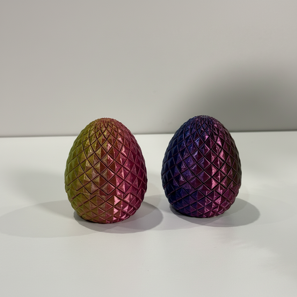 Easter Dragon — Gold-Pink and Blue-Purple colorways together