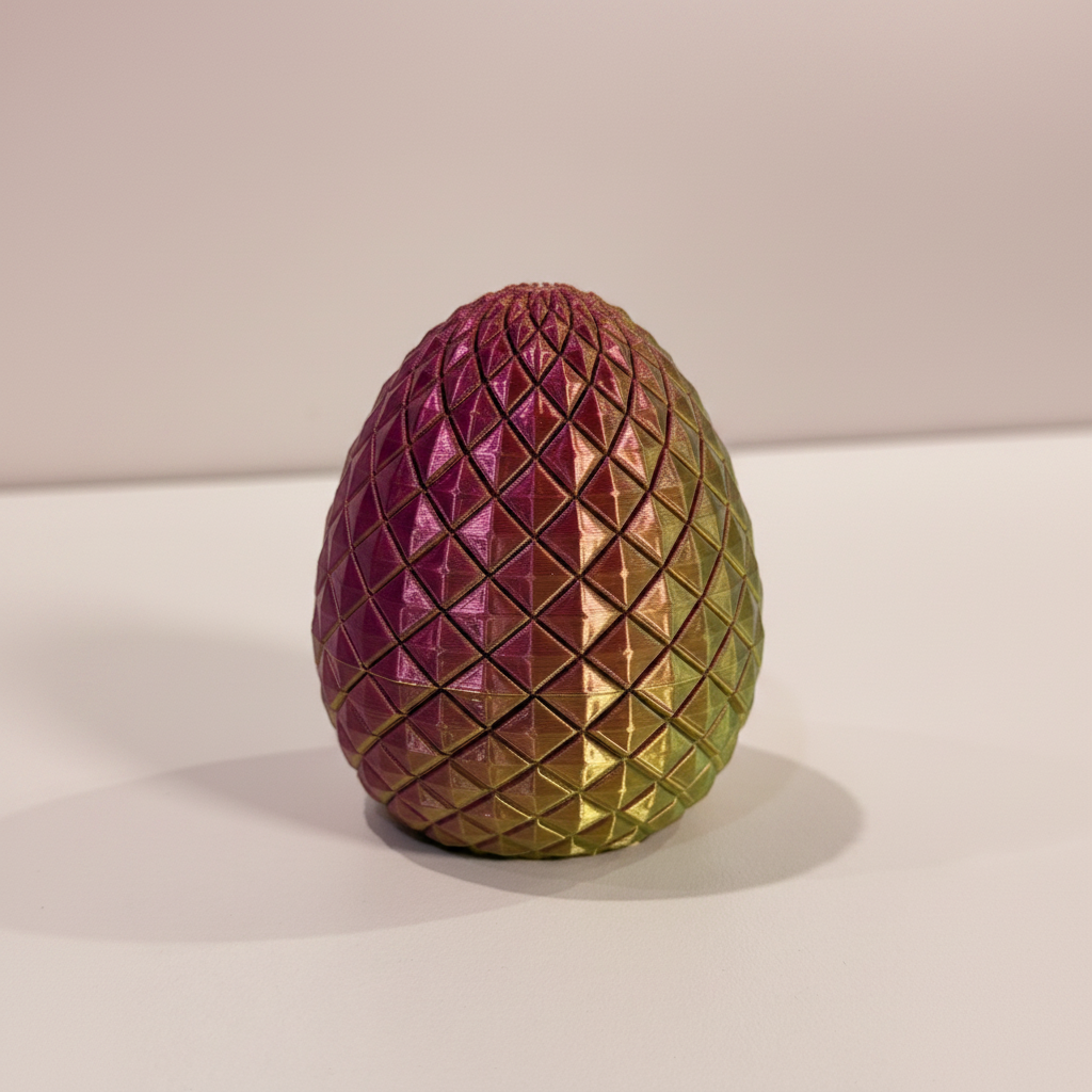 Easter Dragon — Gold-Pink colorway, closed standing