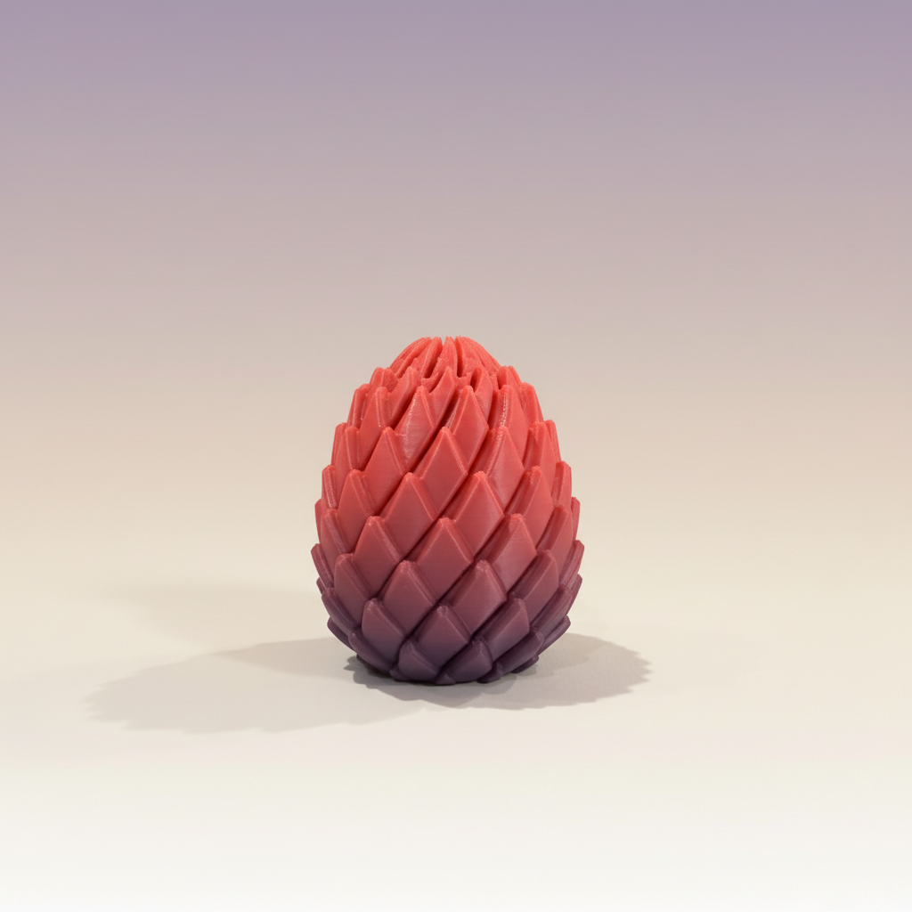 The Fidget Egg — Coral colorway, closed standing
