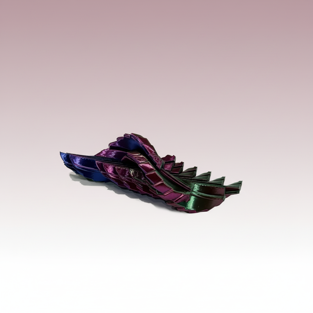 The Fidget Egg — Iridescent colorway, flexed top-down