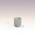 Mesh Pen Cup — gray 3D-printed pen cup with crosshatch mesh