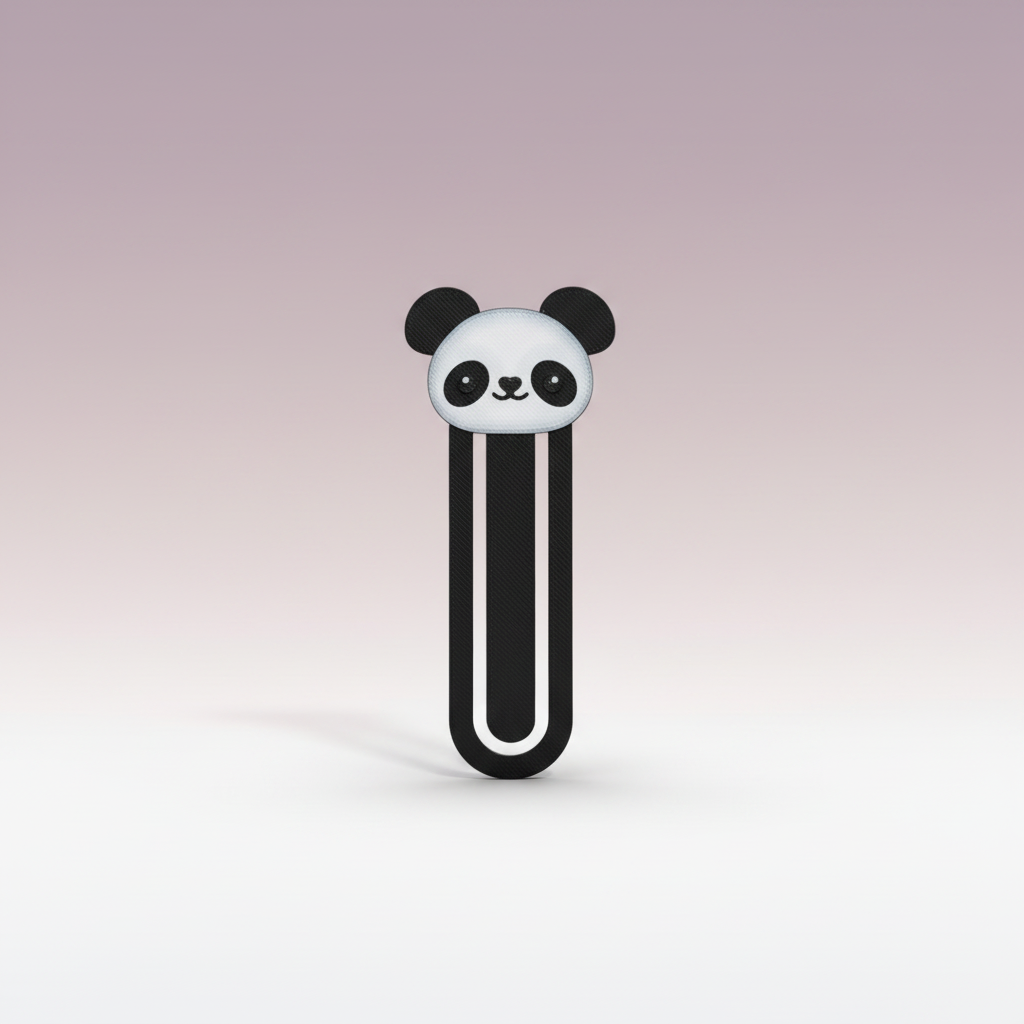 Panda Bookmark — 3D-printed clip-style page marker with panda topper