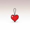 Pixel Heart Keychain — red 8-bit pixel heart on a ball chain