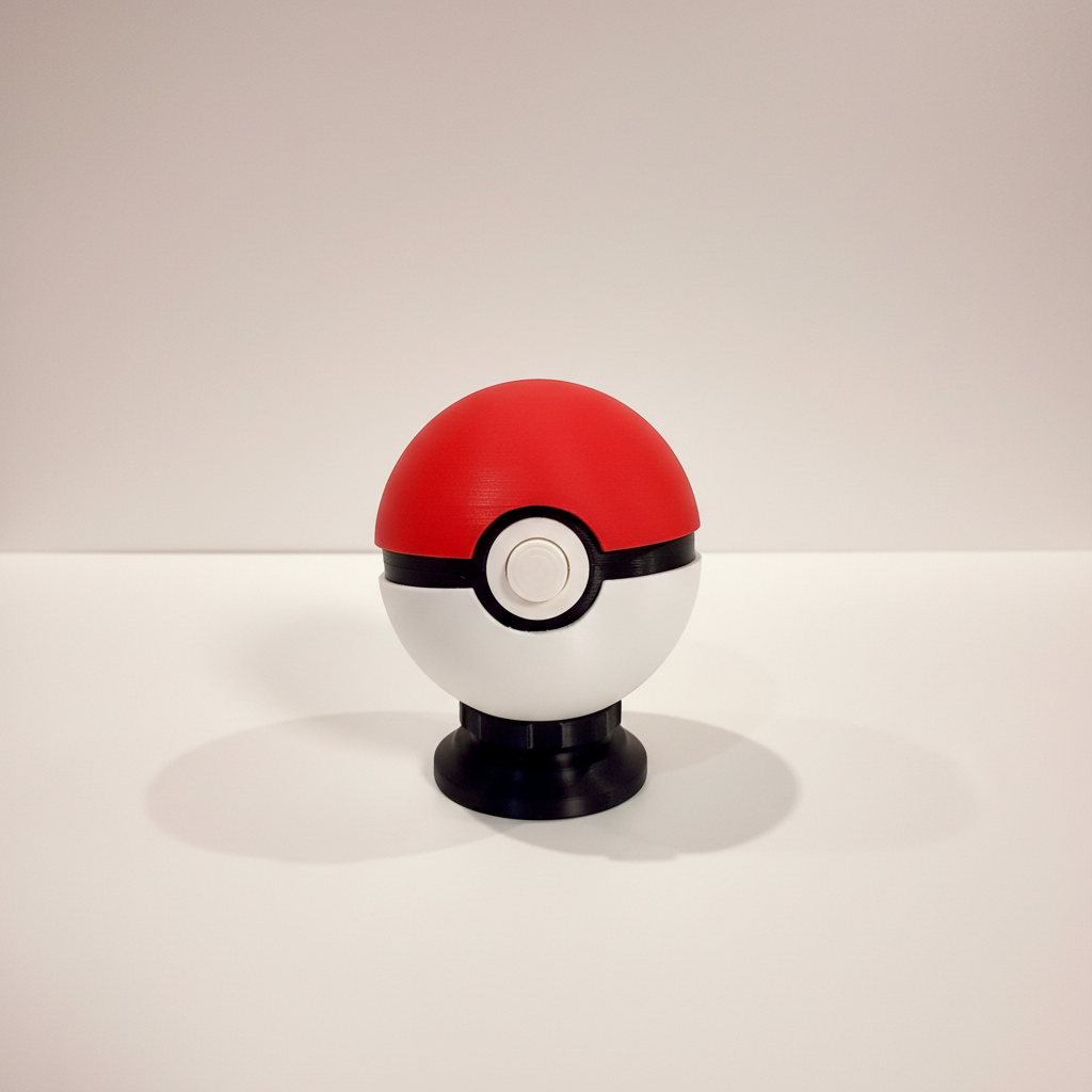 Trainer Ball Container — red-and-white ball trinket box on a stand