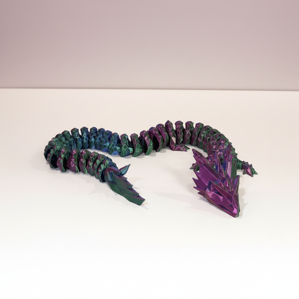 The Articulated Dragon — side profile of the iridescent crystal-spine